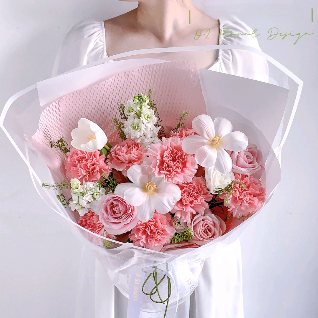 粉康乃馨郁金香鮮花 全港即日送貨