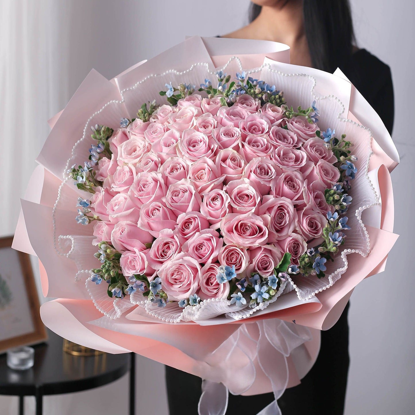 粉玫混搭花束19/33/52/99支香港鮮花即日配送
