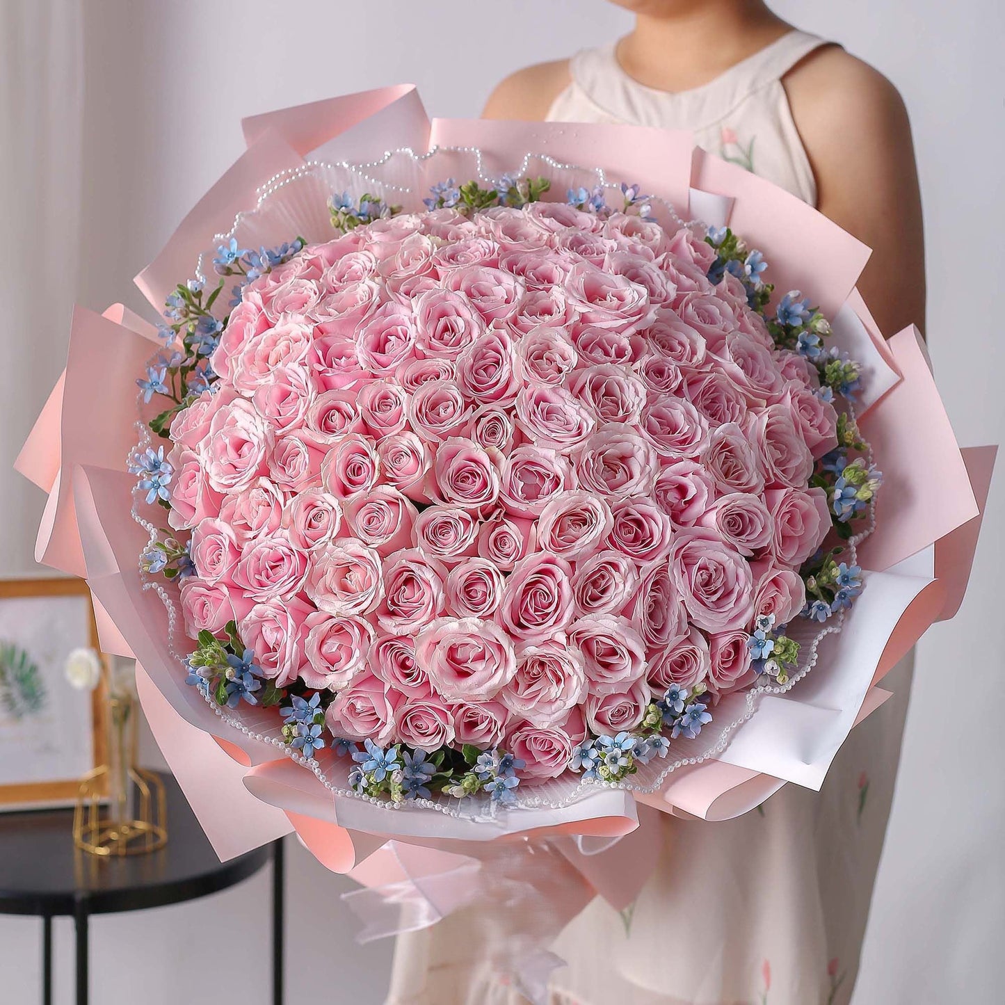 粉玫混搭花束19/33/52/99支香港鮮花即日配送