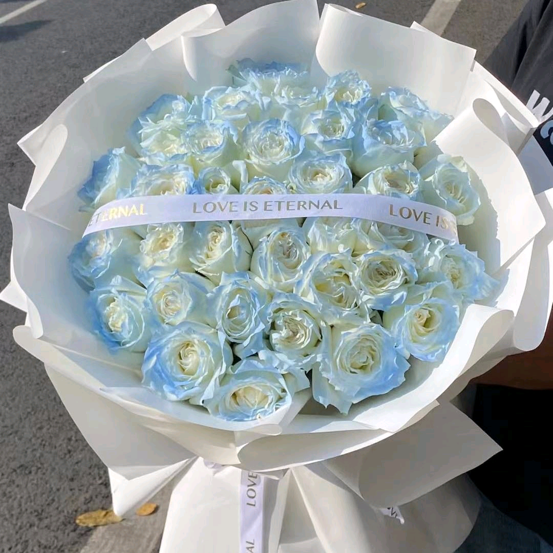 碎冰藍玫瑰鮮花 香港鮮花即日配送33/52/99支