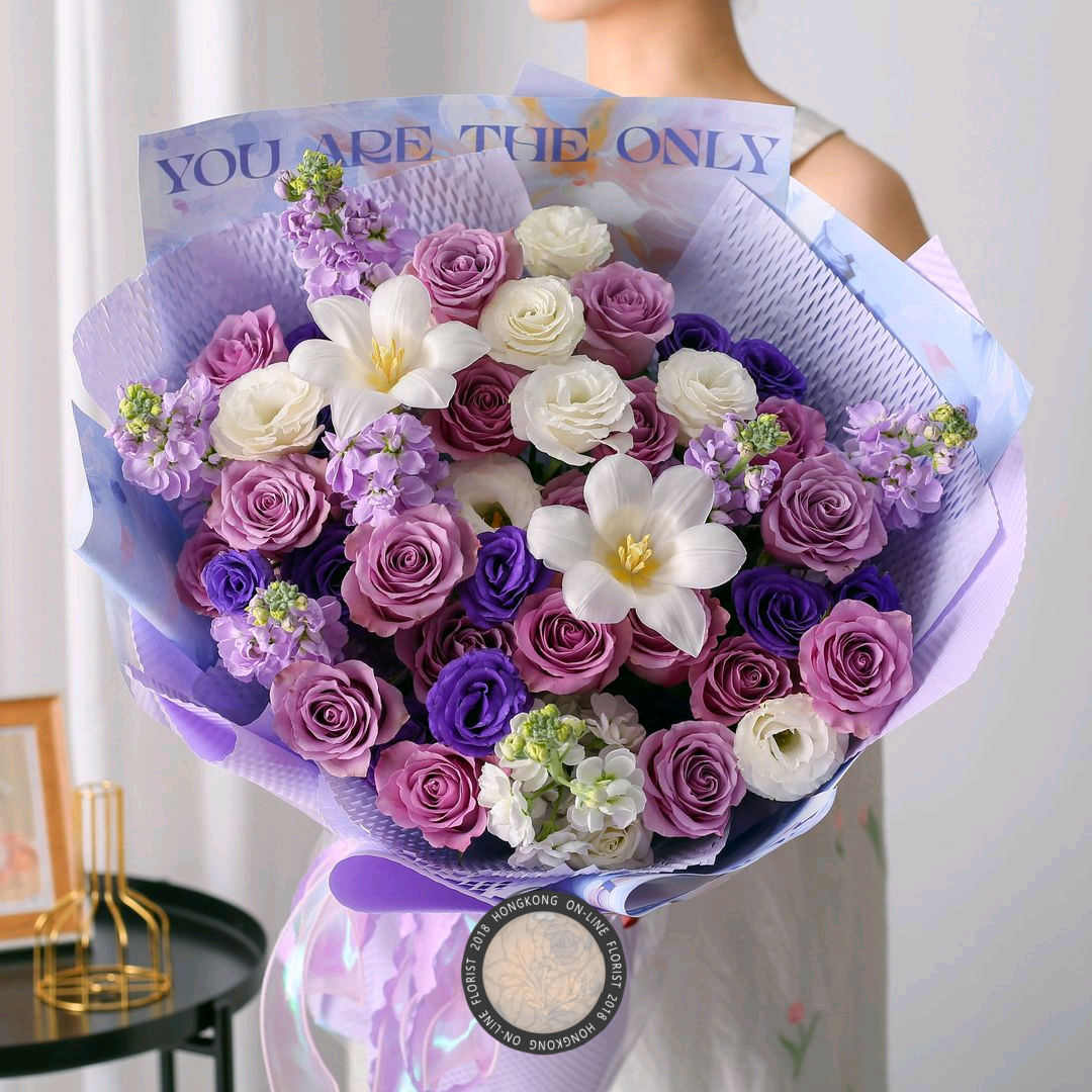 紫玫瑰鬱金香混搭花束11/19/33支香港鮮花即日配送