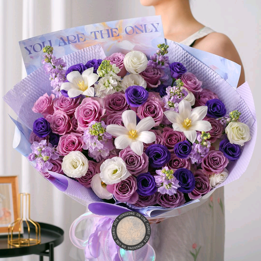 紫玫瑰鬱金香混搭花束11/19/33支香港鮮花即日配送