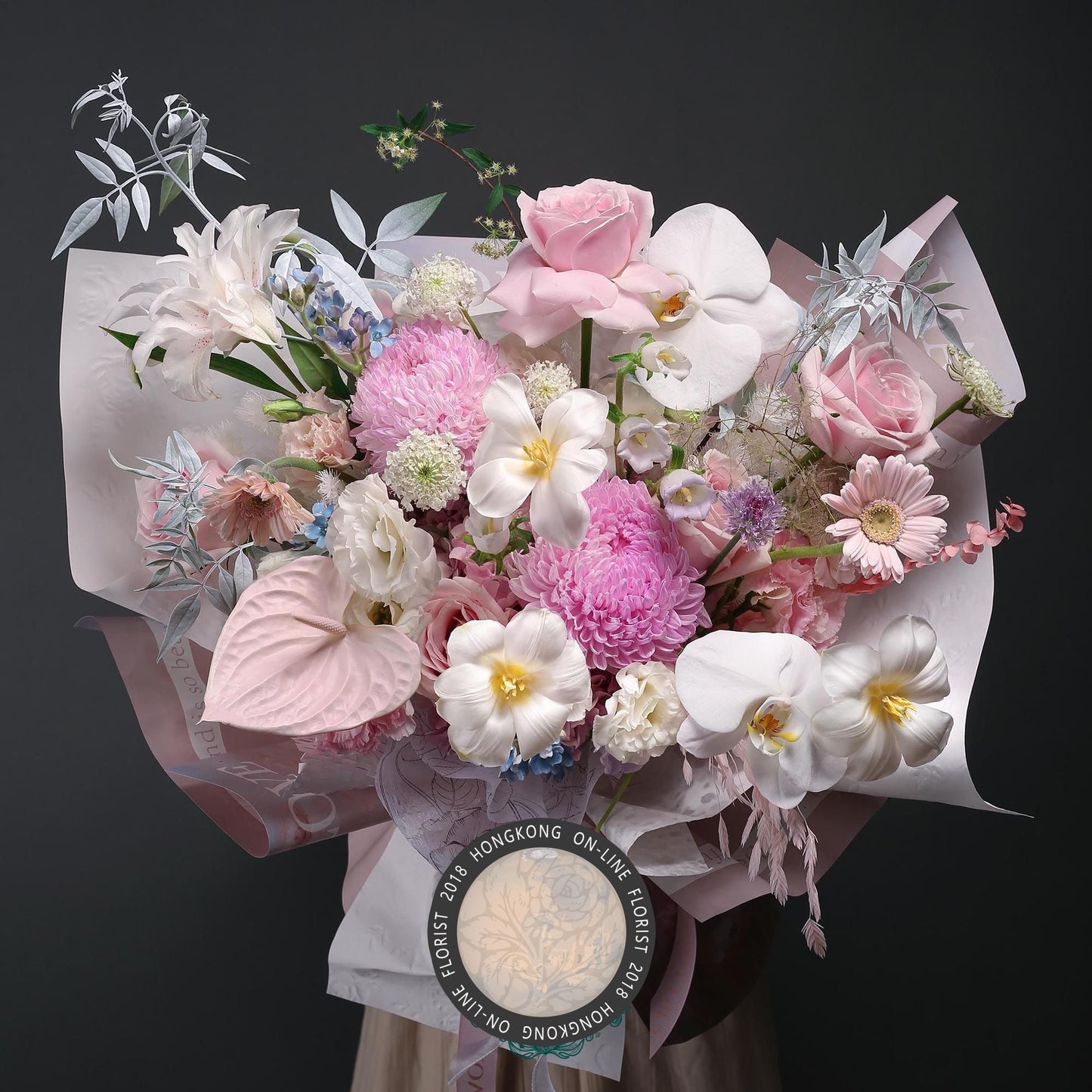 粉雪山鬱金香混搭花束香港鮮花即日配送