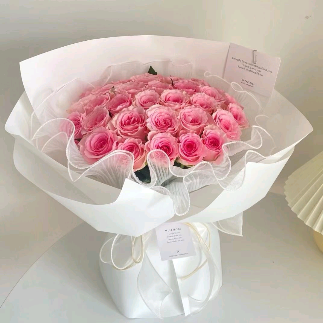 洛神粉玫瑰鮮花 香港鮮花即日配送 33/52/99支