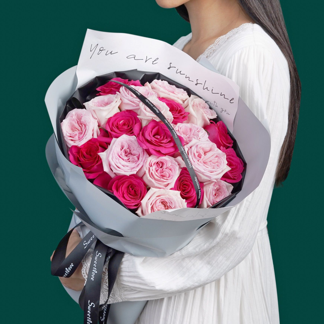 33朵弗洛伊德粉荔枝玫瑰 香港鮮花即日配送 – ShoppingSz