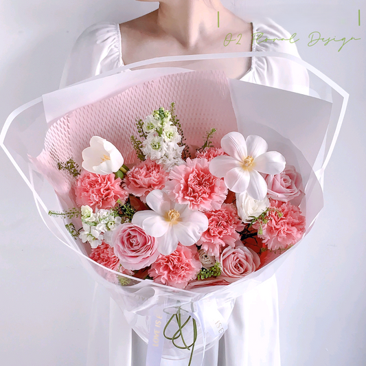 粉康乃馨郁金香鮮花 全港即日送貨