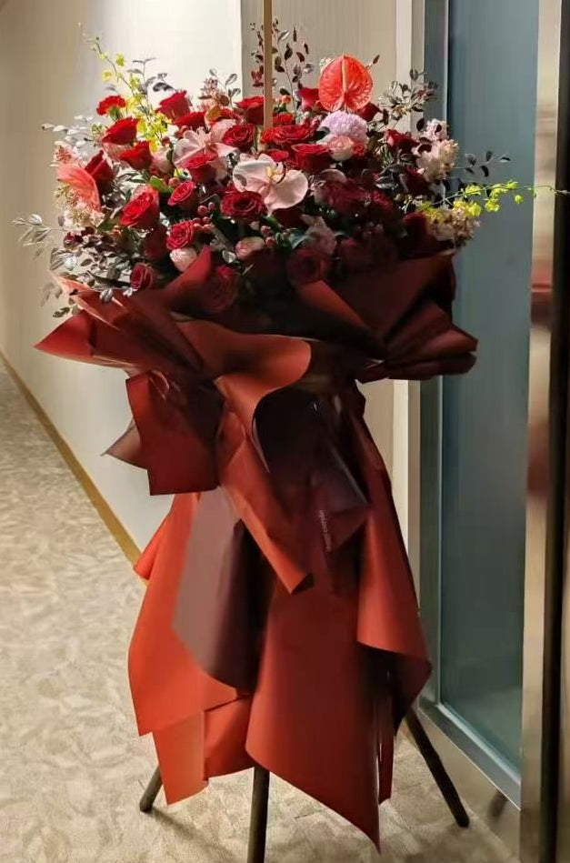 紅玫瑰蝴蝶蘭 花籃開業花禮 香港鮮花即日配送 S76
