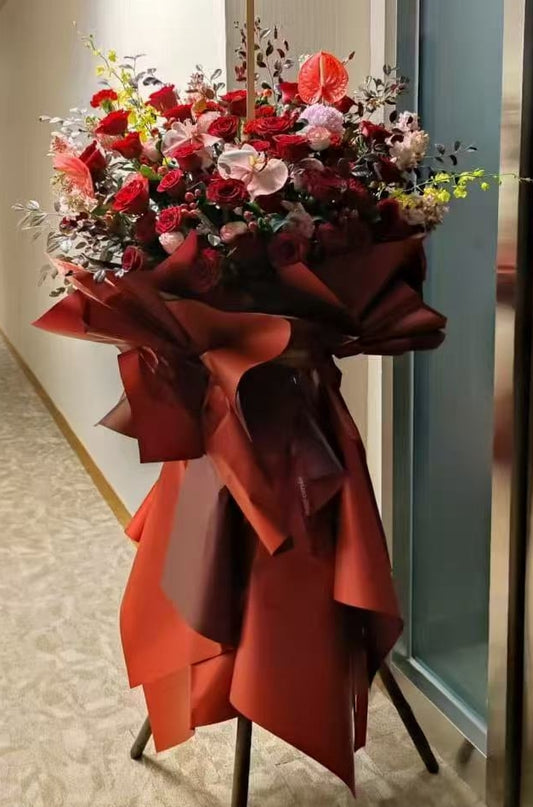 紅玫瑰蝴蝶蘭 花籃開業花禮 香港鮮花即日配送 S76