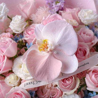 粉雪山玫瑰蝴蝶蘭混搭花束11/19/33支 香港鮮花即日配送