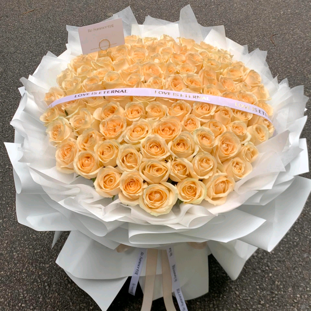 香檳玫瑰鮮花 香港鮮花即日配送 33/52/99支