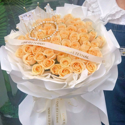 香檳玫瑰鮮花 香港鮮花即日配送 33/52/99支