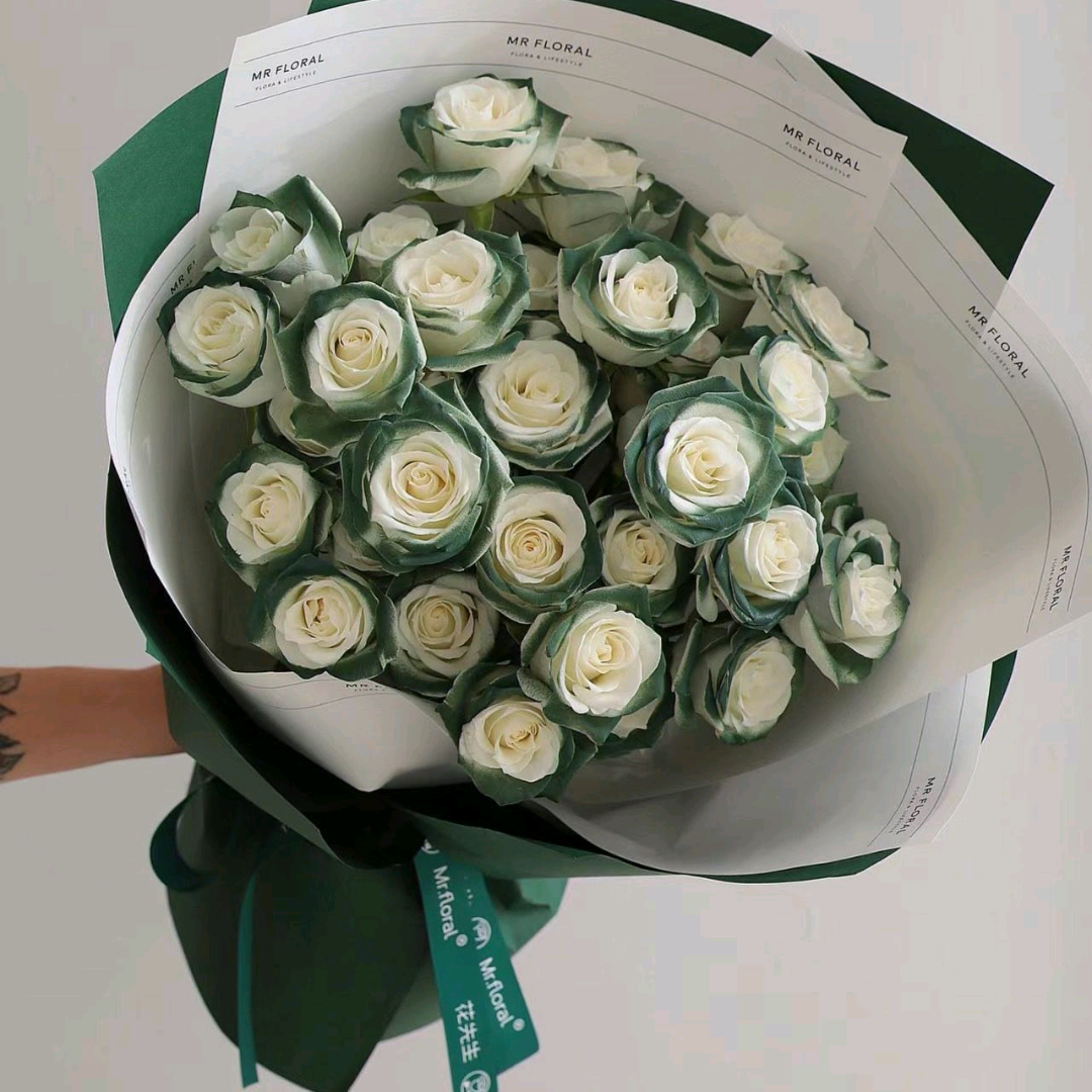 綠玫瑰鮮花 香港鮮花即日配送 19/33支